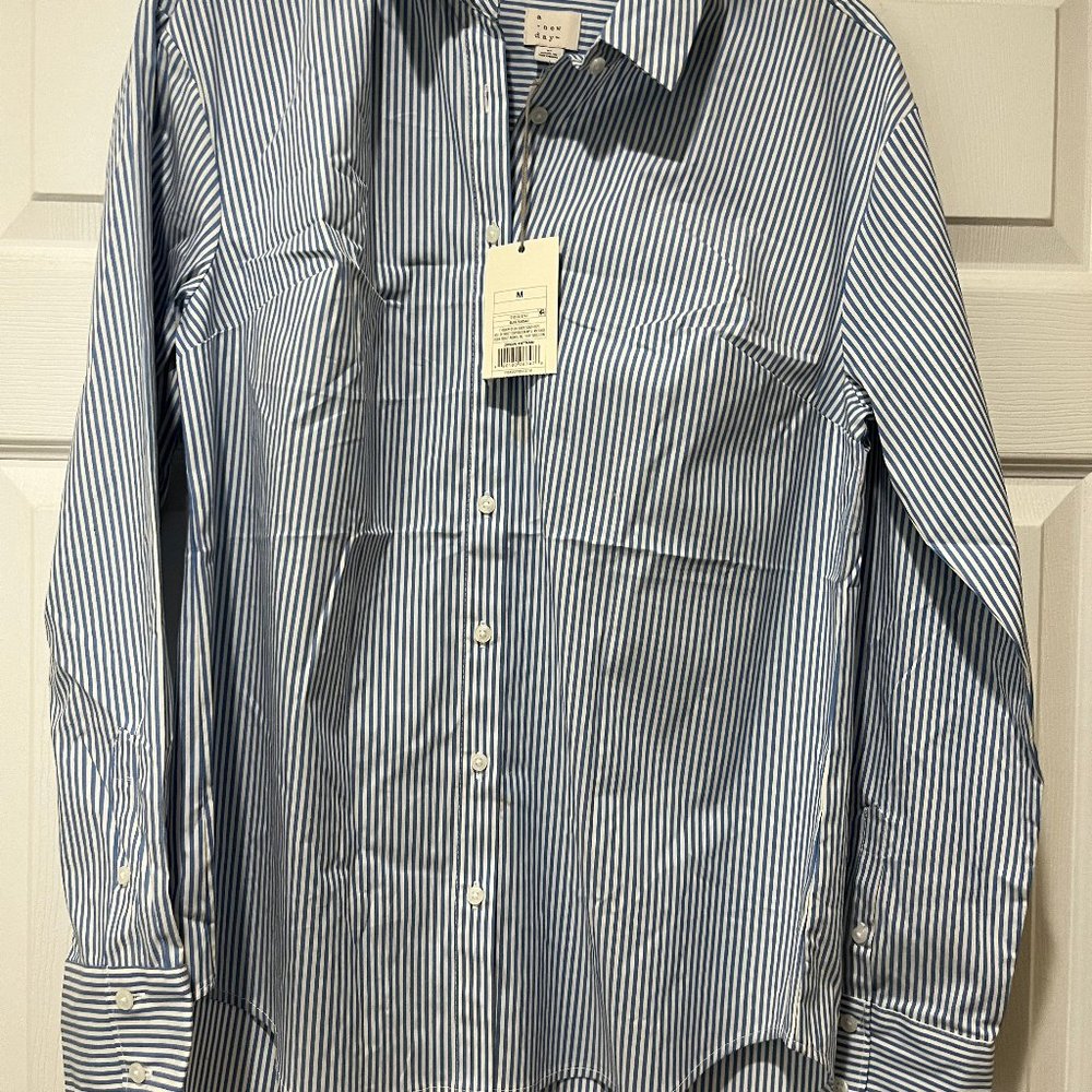 A New Day Women's Striped Long Sleeve Shirt M ~ NWT